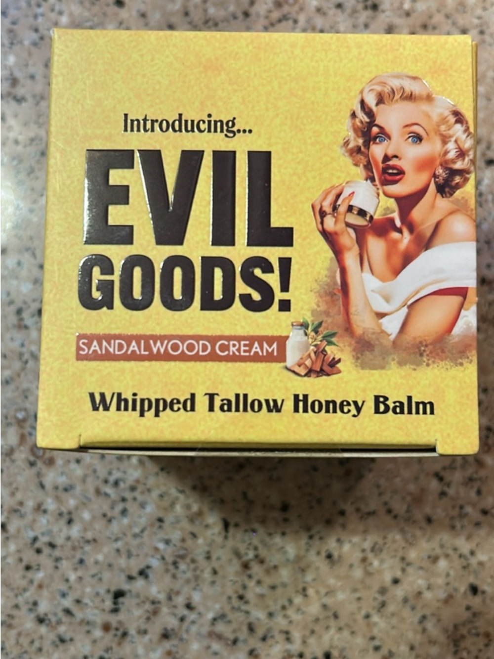 Evil Goods Sandalwood Cream Whipped Tallow Honey Balm - Yellow Packaging